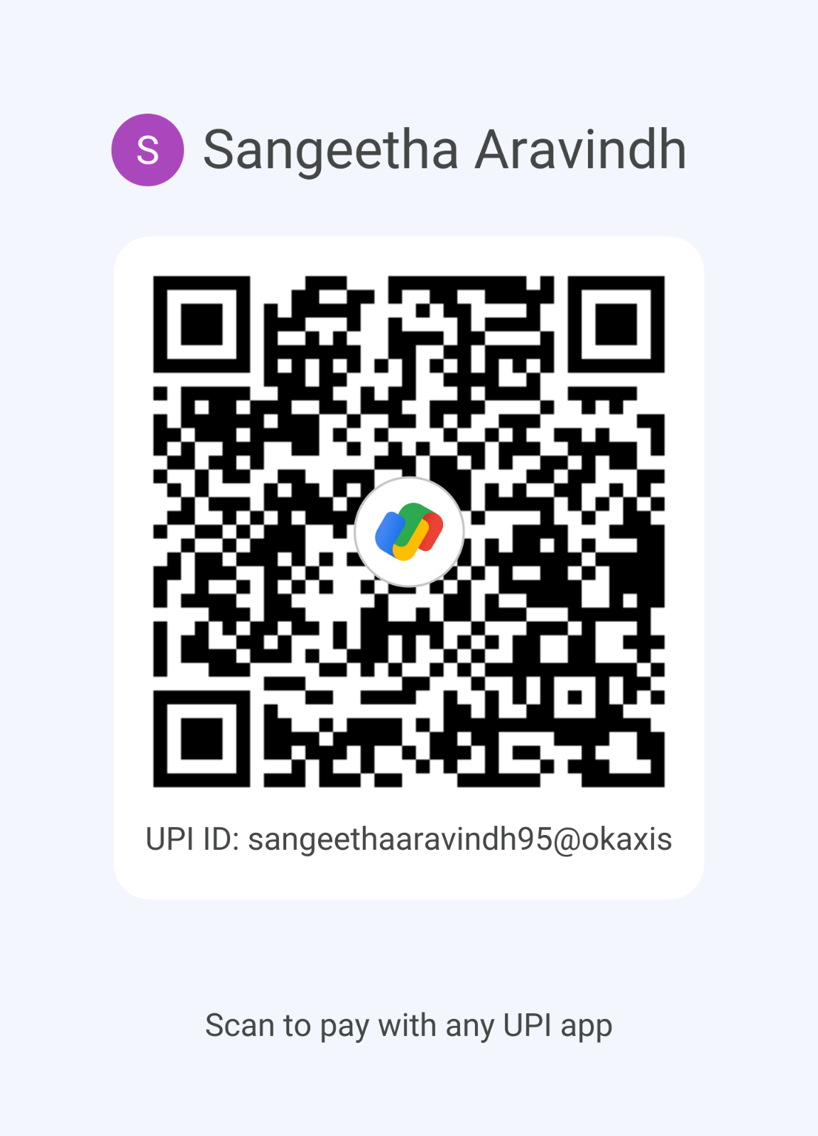 Scan to Donate via GPay